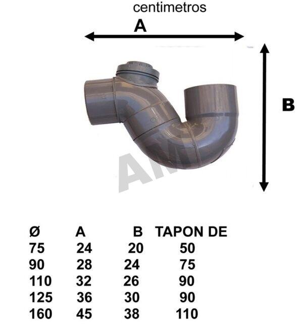 Sifón Turco Horizontal para aguas fecales y pluviales