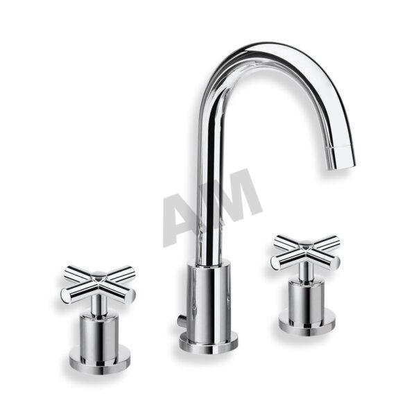 grifo-lavabo-bimando-cristina-criev205-cromo Mezclador bimando para lavabo Cristina CRIEV205 de tres orificios en acabado cromo brillante