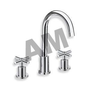 Mezclador bimando para lavabo Cristina CRIEV207 con cano orientable de tres orificios en cromo