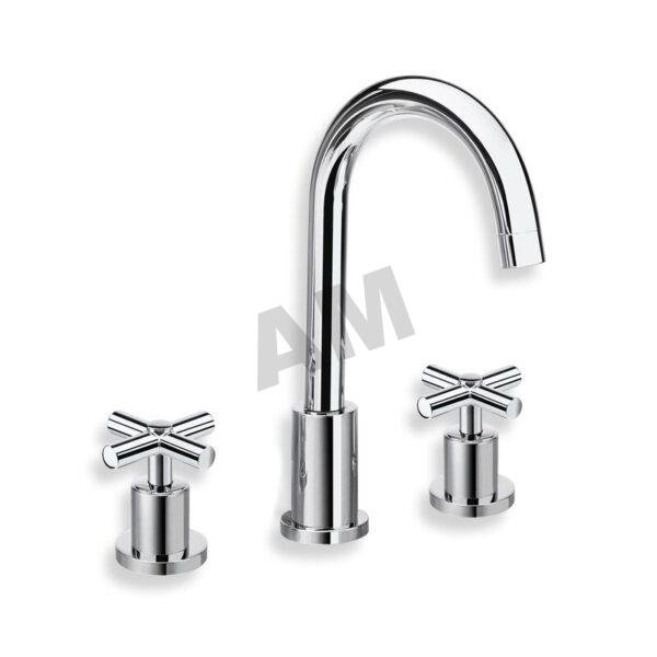grifo-lavabo-bimando-cristina-criev207-cromo Mezclador bimando para lavabo Cristina CRIEV207 con cano orientable de tres orificios en cromo