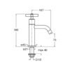 Plano tecnico y medidas del grifo monobloc de un agua Cristina CRIEV230