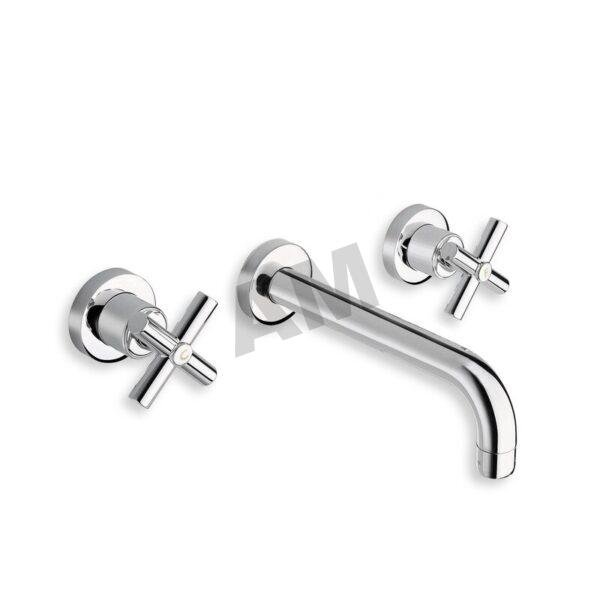 grifo-lavabo-empotrado-pared-cristina-criev242-cromo Kit exterior bimando para lavabo empotrado en pared Cristina CRIEV242 en acabado cromo