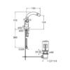 Plano tecnico dimensional del grifo mezclador monobloc para bide Cristina CRIEV326
