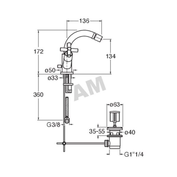 Grifo de Bidé Monobloc Bimando Premium - C326